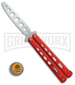 Boker Plus 01BO712 Red G-10 Balisong Trainer Butterfly Trainer - Satin -Boker Shop Boker Plus balisong trainer red G10 satin BHQ 76461 er bottlecap large