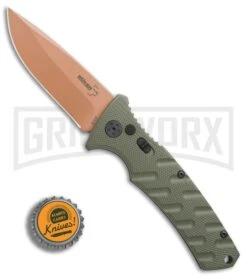 Boker Plus Strike Desert Warrior OD Green Automatic Knife - D2 Drop Point Copper 14 Boker Plus Strike Desert Warrior OD Green Automatic Knife - D2 Drop Point Copper -Boker Shop Boker Strike drop point Desert Warrior OD Green copper BHQ 70998 er bottlecap large
