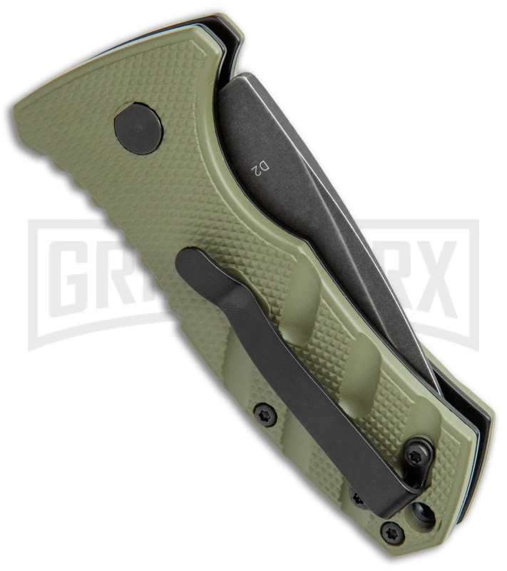 Boker Stubby Strike OD Green Automatic Knife - Black Stonewash 5 Boker Stubby Strike OD Green Automatic Knife - Black Stonewash - Image 3