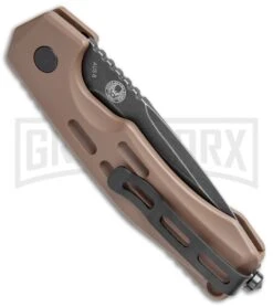 Boker Thunder Storm Automatic Knife Coyote - Blackwash Plain -Boker Shop Boker Thunder Storm Auto Coyote Blak SW BHQ 110586 jr bottlecap large