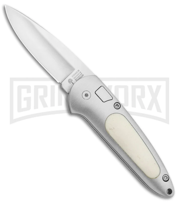 Boker Top Lock II Gray W/Kraton Inserts Manual Knife - 2.75" Satin 3 Boker Top Lock II Gray W/Kraton Inserts Manual Knife - 2.75" Satin