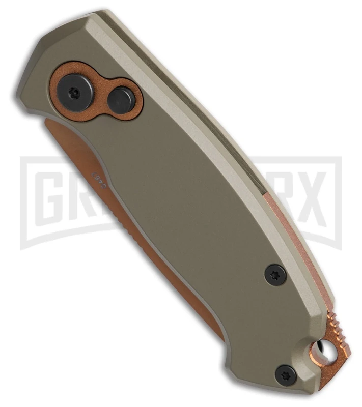 Boker Vox Kompakt CA Legal Automatic Knife OD Green - Drop Point Copper Plain 4 Boker Vox Kompakt CA Legal Automatic Knife OD Green - Drop Point Copper Plain - Image 2