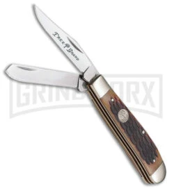 Boker Mini Trapper Brown Jigged Bone Pocket Knife - Mirror Plain