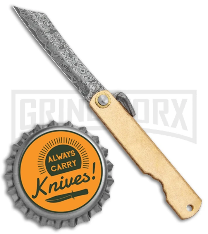 Boker Higonokami Bonsai Hikari Flipper Knife Brass - Damascus Reverse Tanto 6 Boker Higonokami Bonsai Hikari Flipper Knife Brass - Damascus Reverse Tanto - Image 4