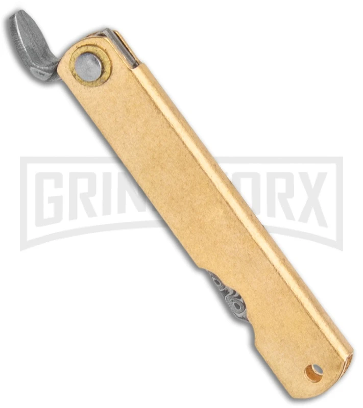 Boker Higonokami Bonsai Hikari Flipper Knife Brass - Damascus Reverse Tanto 4 Boker Higonokami Bonsai Hikari Flipper Knife Brass - Damascus Reverse Tanto - Image 2