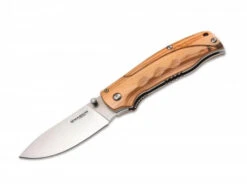 Boker Pakka Hunter Folding Knife Pakka Wood Handle 440B Plain Edge BO01MB700