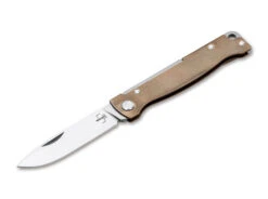 Boker Atlas Folding Knife Gold Brass Handle 12C27 Plain Edge 01BO853