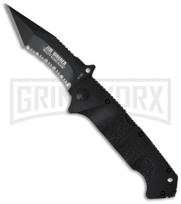 Boker Plus Jim Wagner Reality-Based Tanto Folding Knife - Black Serr 3 Boker Plus Jim Wagner Reality-Based Tanto Folding Knife - Black Serr