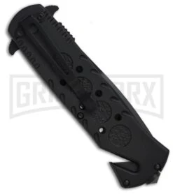 Boker Magnum Rescue BK Folding Knife - Black Plain -Boker Shop boker 01ll200 back large