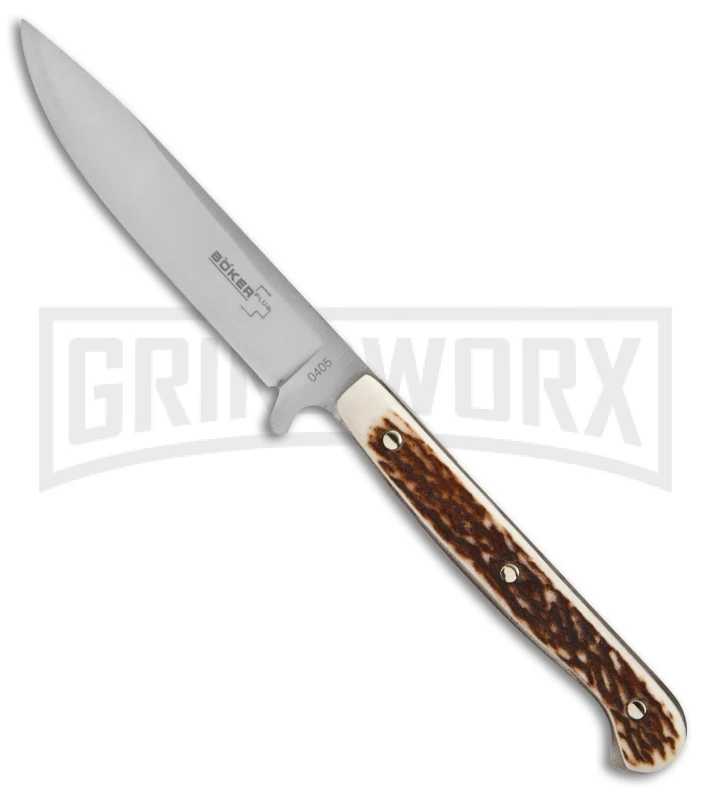 Boker Plus Stag Scout Fixed Blade Knife - Satin Plain 3 Boker Plus Stag Scout Fixed Blade Knife - Satin Plain