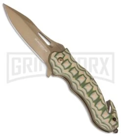 Boker Magnum Delta Romeo Green/Tan G10 Folding Knife - Brown Plain