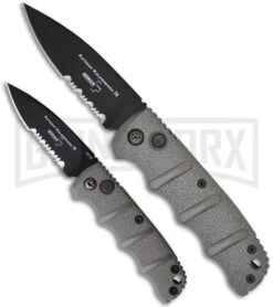 Boker Mini Kalashnikov Gray Automatic Knife - Black Serr -Boker Shop boker kalashnikov mini 01kals73b size comparison large