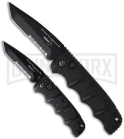 Boker Mini Kalashnikov Black Automatic Knife - Tanto Black Serr 10 Boker Mini Kalashnikov Black Automatic Knife - Tanto Black Serr -Boker Shop boker kalashnikov mini 01kals73bts size comparison large