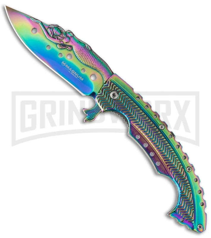 Boker Magnum Rainbow Mermaid Folding Knife - Spectrum Plain 3 Boker Magnum Rainbow Mermaid Folding Knife - Spectrum Plain