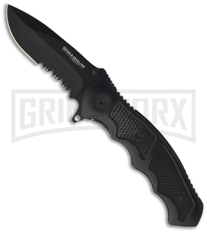 Boker Magnum Special Agent Folding Knife - Black Serr 3 Boker Magnum Special Agent Folding Knife - Black Serr