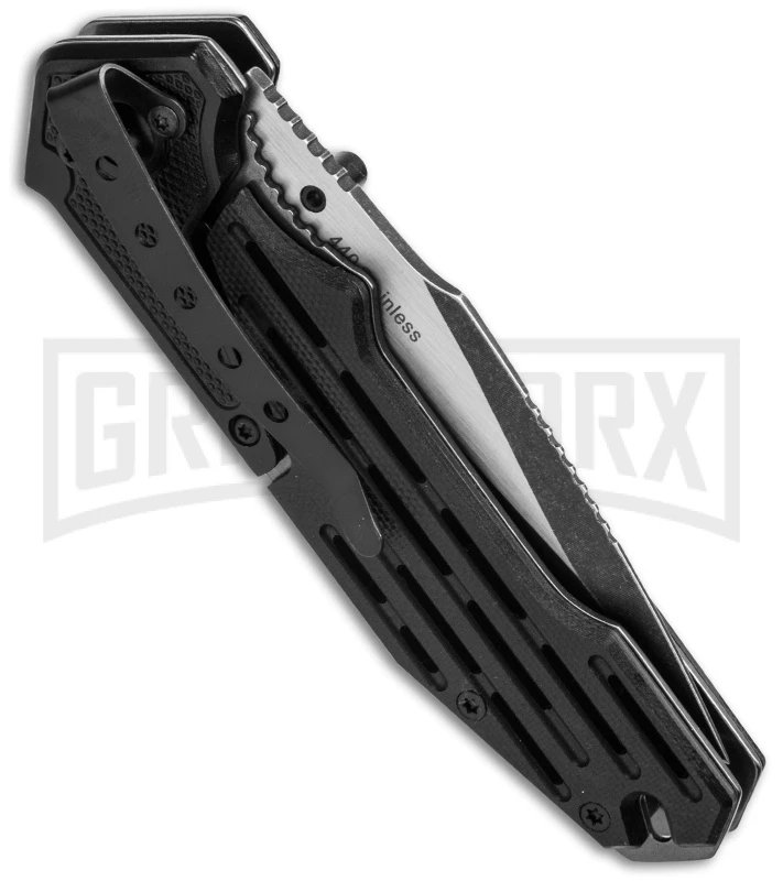 Boker Magnum Classic Pocket Knife Black G-10 Folding Knife - Two-Tone Serr 4 Boker Magnum Classic Pocket Knife Black G-10 Folding Knife - Two-Tone Serr - Image 2