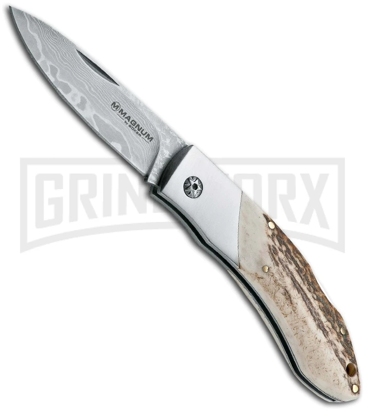 Boker Magnum Caveman Outdoorsman Folding Knife - Damascus Plain 3 Boker Magnum Caveman Outdoorsman Folding Knife - Damascus Plain