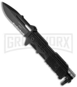 Boker Plus Black Kalashnikov Spear Point Folding Knife - Black Serr