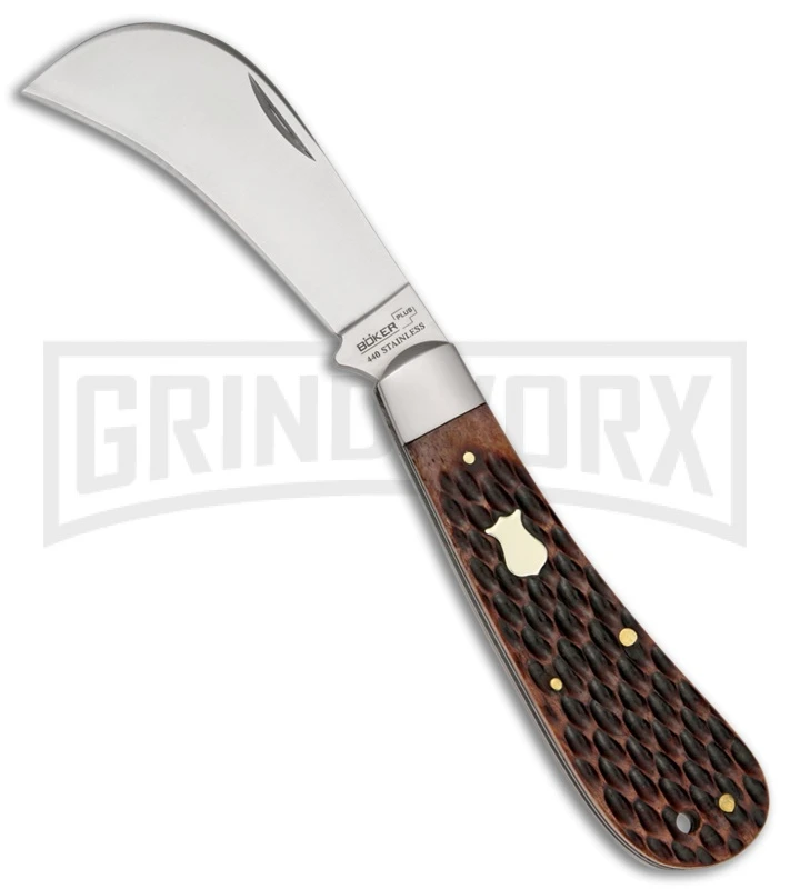 Boker Plus Hawkbill Slip Joint Pocket Knife 4" Brown Bone 01BO207 3 Boker Plus Hawkbill Slip Joint Pocket Knife 4" Brown Bone 01BO207