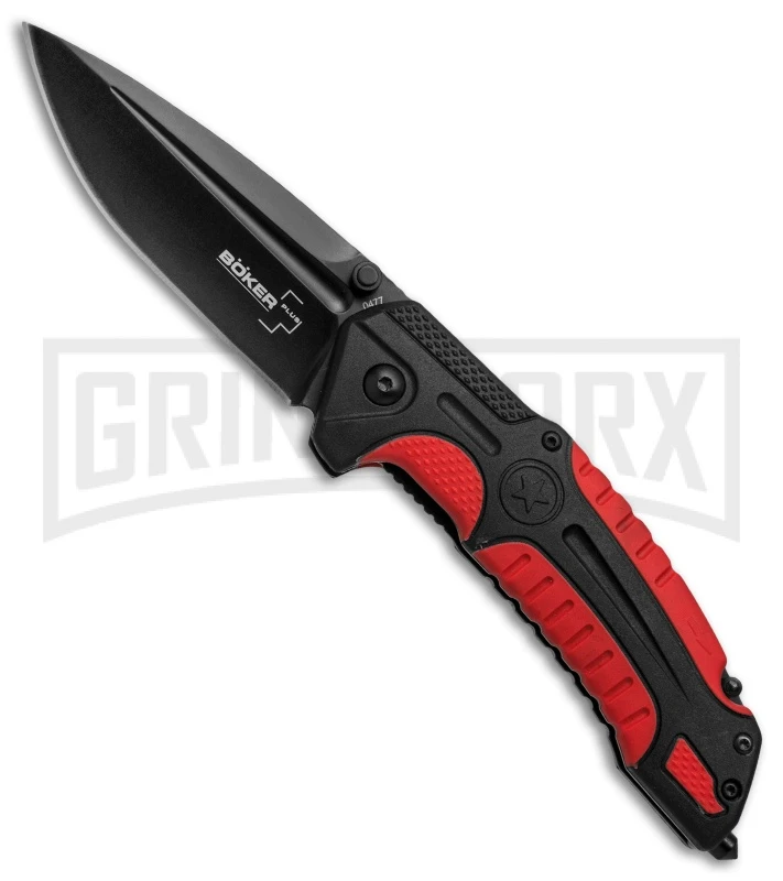 Boker Plus Savior 1 Red Liner Lock Knife - Black Plain 3 Boker Plus Savior 1 Red Liner Lock Knife - Black Plain