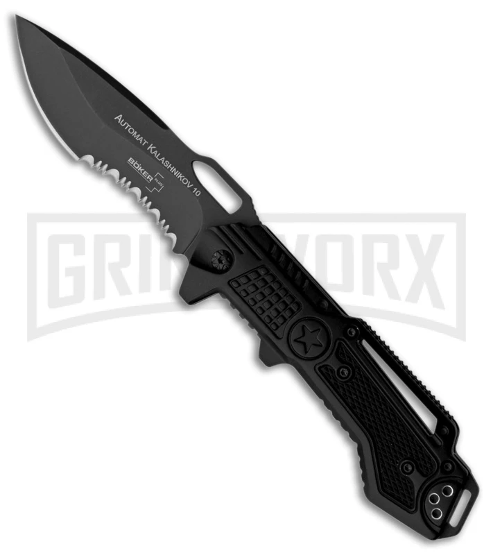 Boker Plus Black Kalashnikov 10 Tactical Knife - Black Serr 3 Boker Plus Black Kalashnikov 10 Tactical Knife - Black Serr
