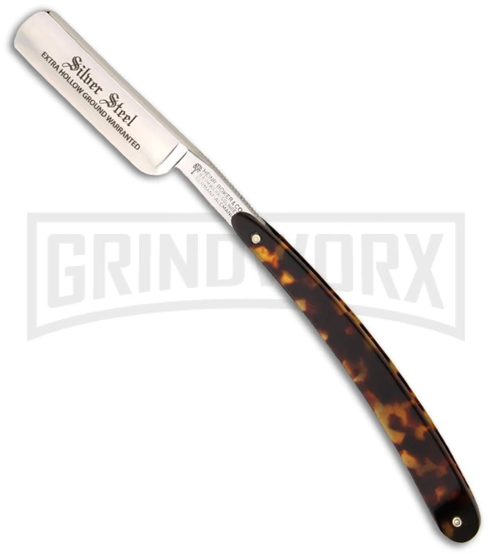 Boker Rasiermesser Silver Steel Straight Razor Blade W/ Tortoise Handle 3 Boker Rasiermesser Silver Steel Straight Razor Blade W/ Tortoise Handle