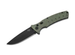 Boker Large Strike Side Opening Auto Knife Grivory Green Handle D2 Plain Black Blade 06EX901